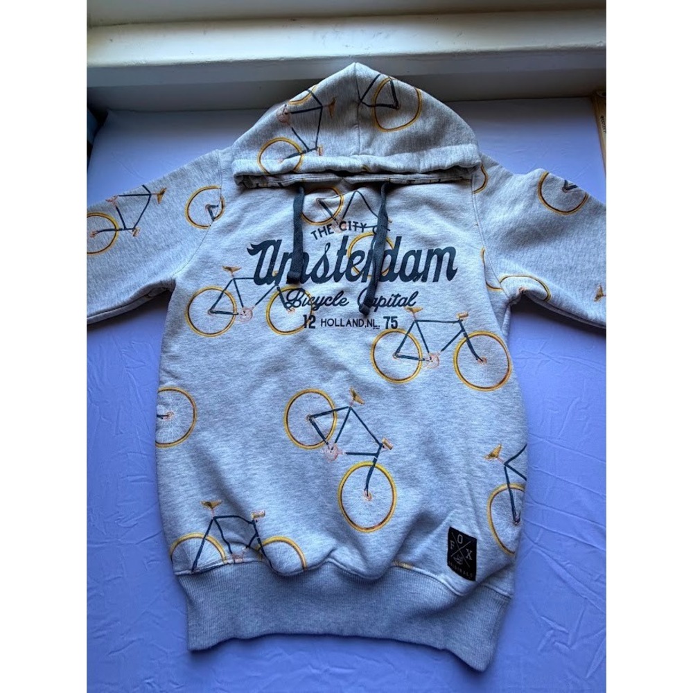 Fox Originals VTG Streetwear Amsterdam Bicycle Capital Gray Hoodie Sweatshirt XS